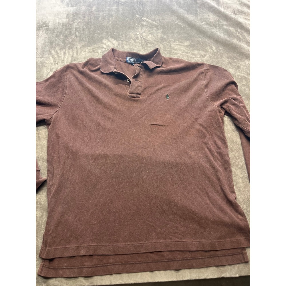 Polo Ralph Lauren Men's Long Sleeve Brown Polo Shirt Size XL